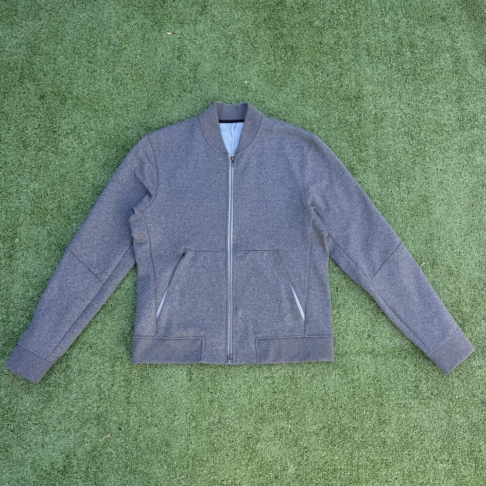 Lululemon Men's City Sweat Bomber Fleece Size Medium Gray Full Zip - EUC